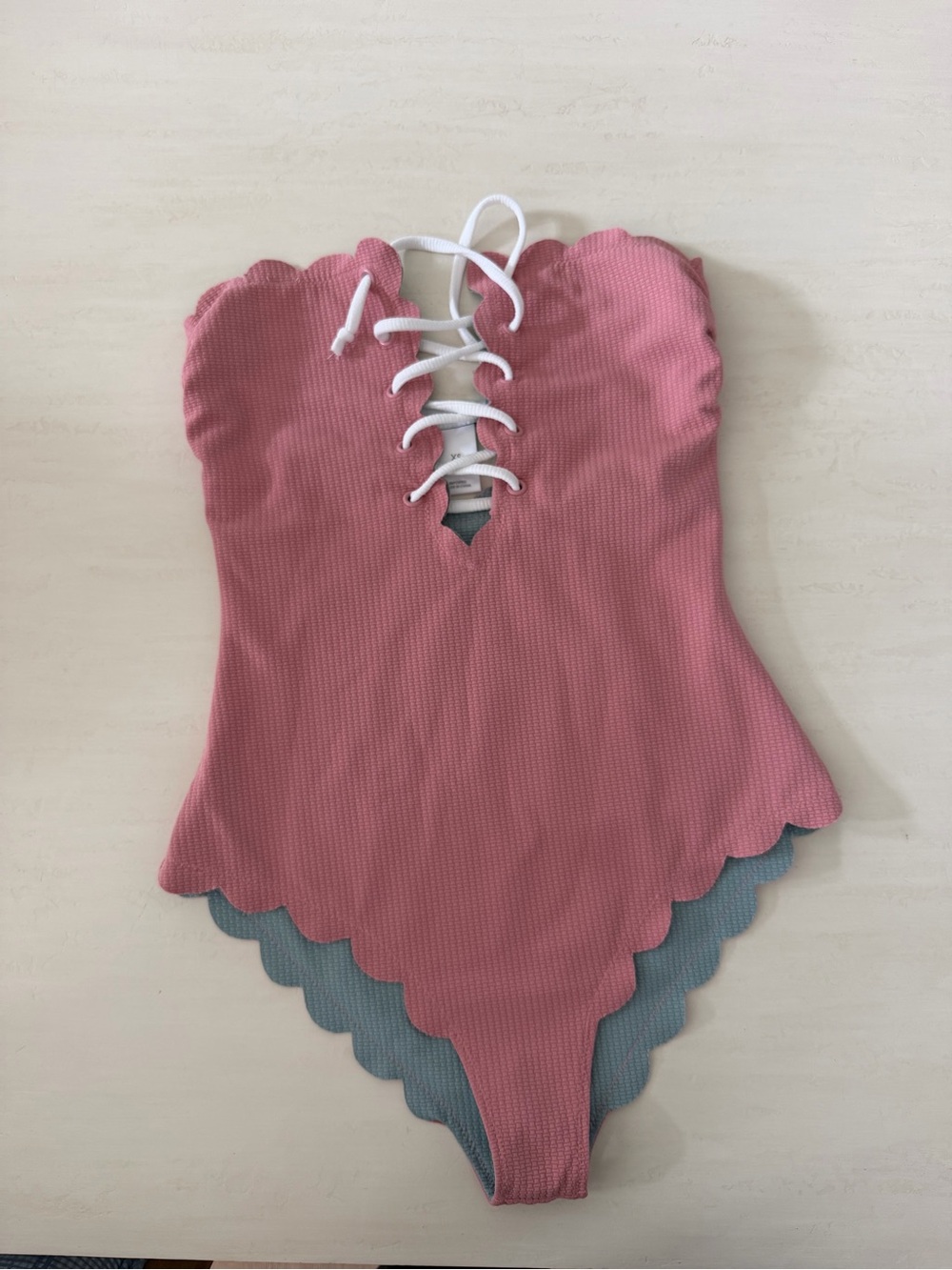 Scalloped Lace-Up One-Piece Swimsuit - Marysia